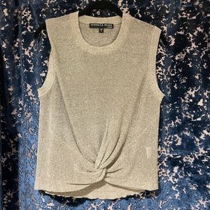Veronica Beard, olive green knot tie tank
